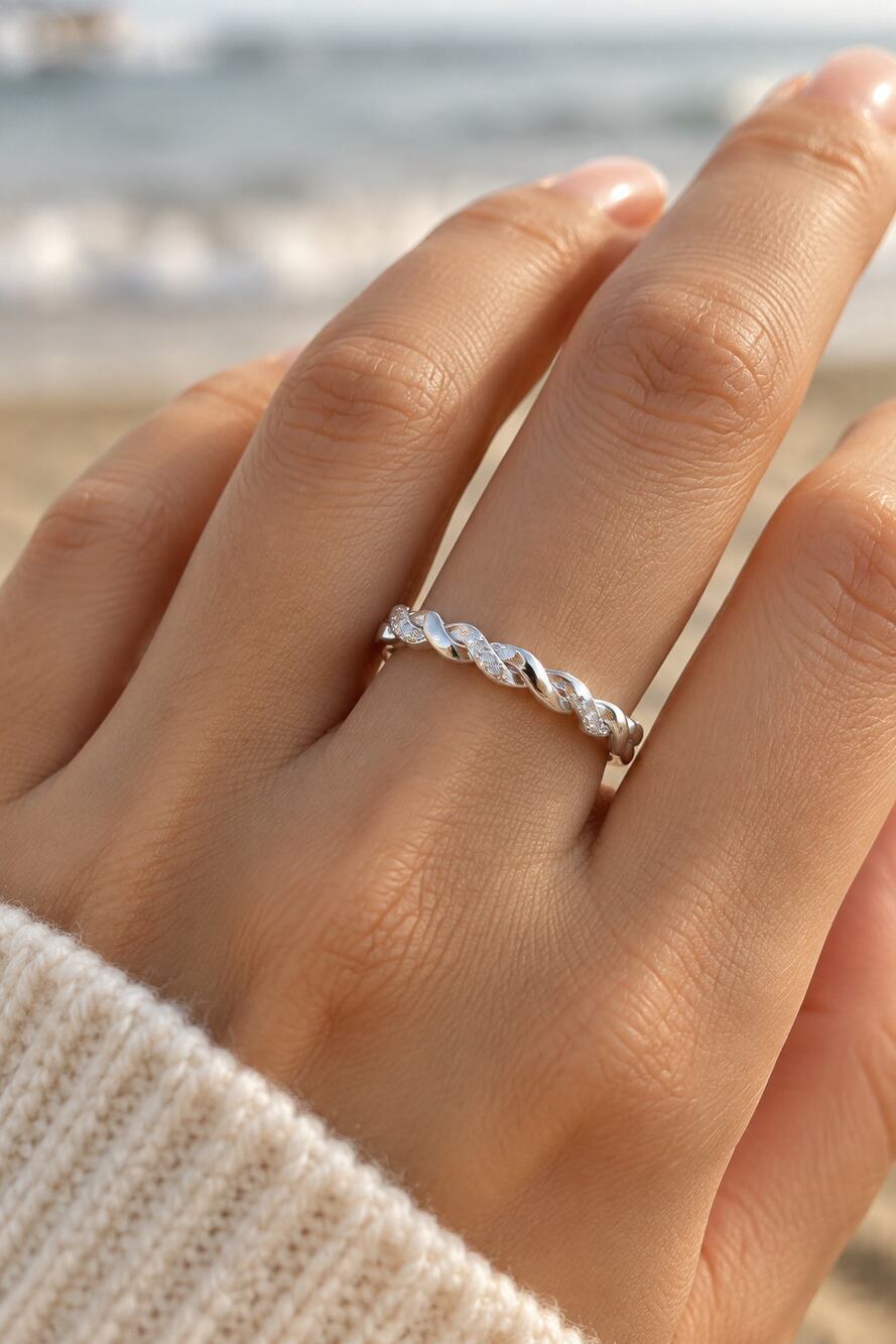 925 Silver CZ Ring Size 8 New